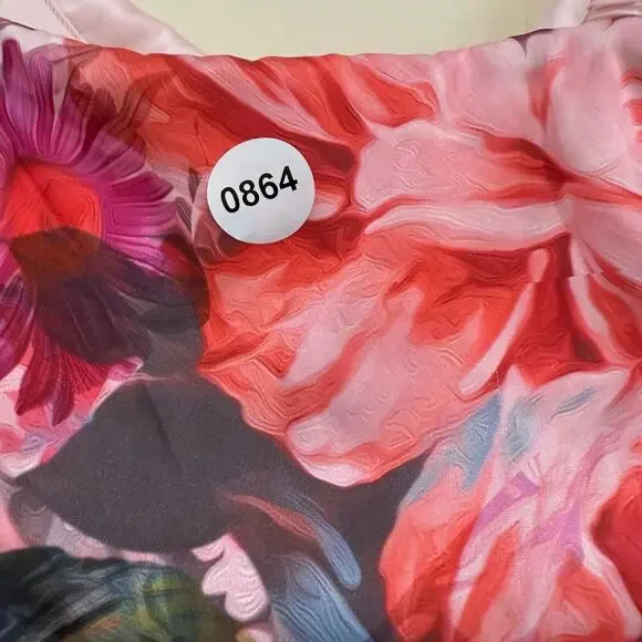 BHLDN Callie Sleeveless Ruched Printed Charmeuse Midi Dress Size US M - Picture 8 of 9